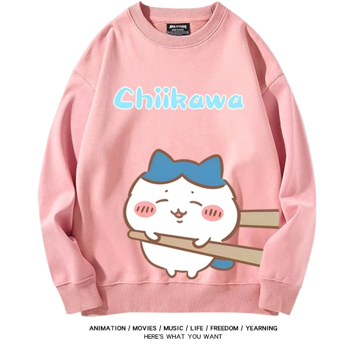 Chiikawa Neck Long-sleeved Men's and Women's Tops