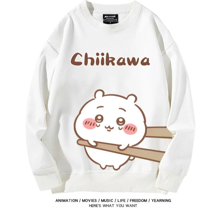 Chiikawa Neck Long-sleeved Men's and Women's Tops