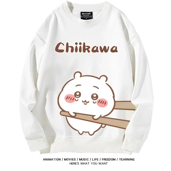 Chiikawa Neck Long-sleeved Men's and Women's Tops