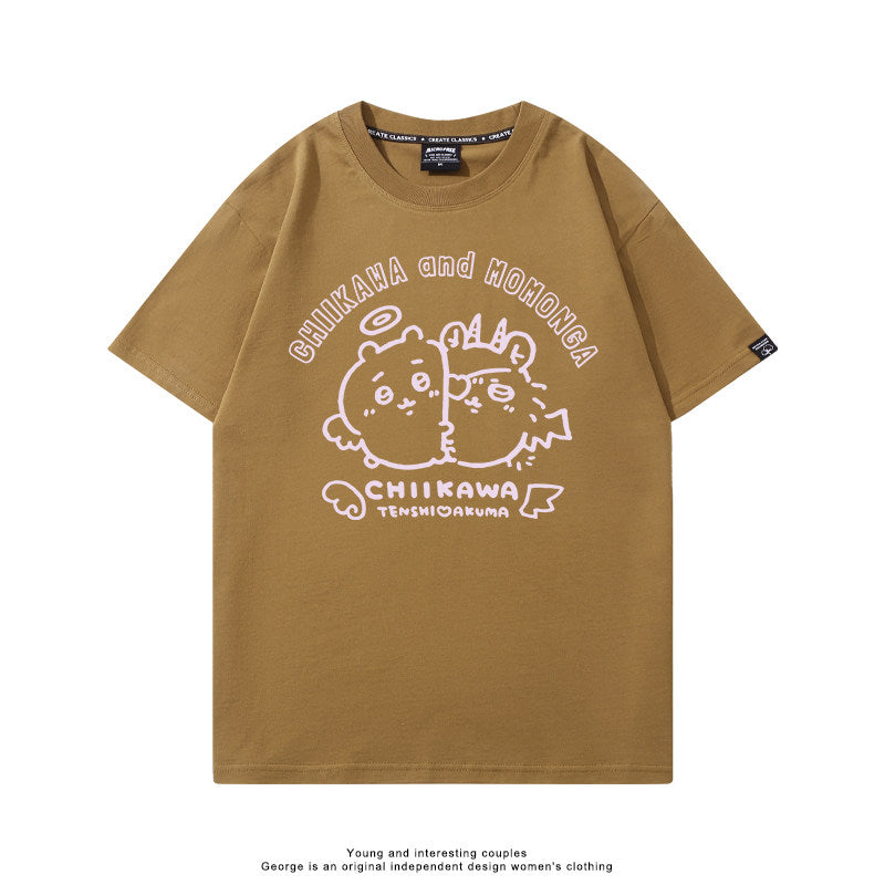Chiikawa, Usagi, Hachiware, Momonga cute full body short-sleeved T-shirt