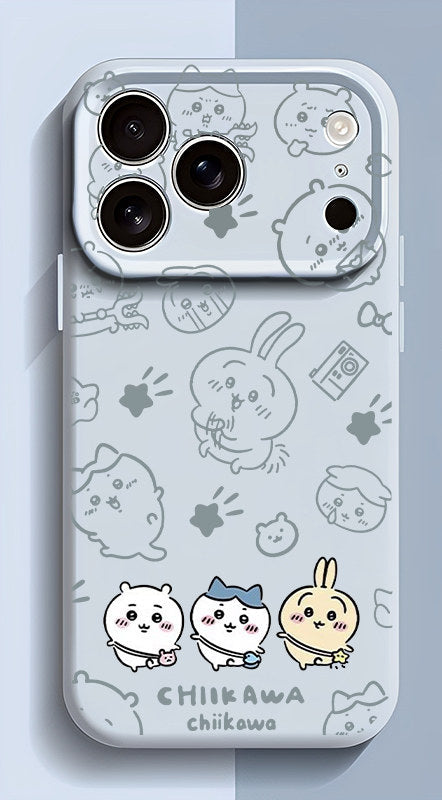 Chiikawa, Usagi, Hachiware Cute Liquid Silicone Iphone 17 Case