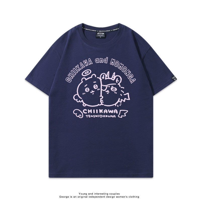 Chiikawa, Usagi, Hachiware, Momonga cute full body short-sleeved T-shirt