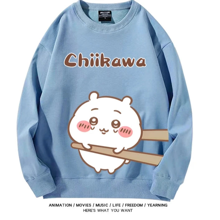 Chiikawa Neck Long-sleeved Men's and Women's Tops