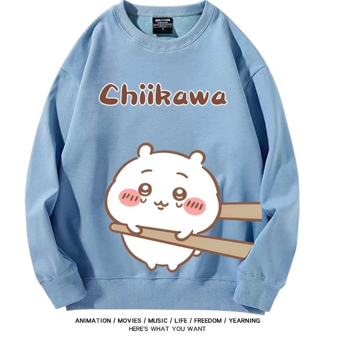 Chiikawa Neck Long-sleeved Men's and Women's Tops