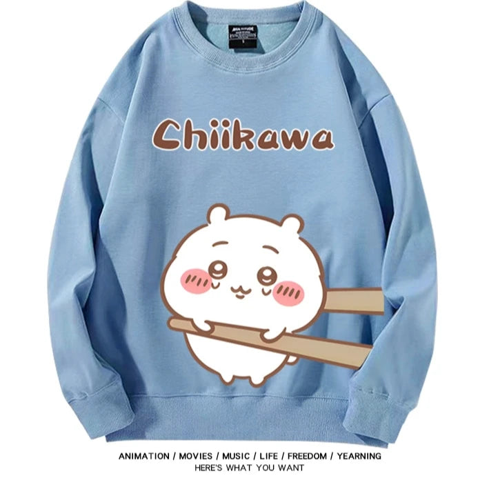 Chiikawa Neck Long-sleeved Men's and Women's Tops