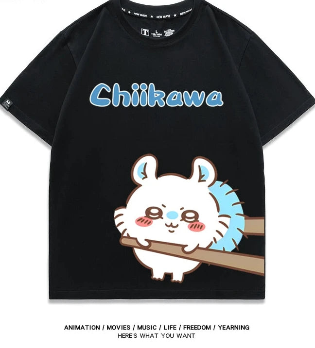 Chiikawa Q version co-branded short-sleeved T-shirt cotton loose men's and women's couple clothes