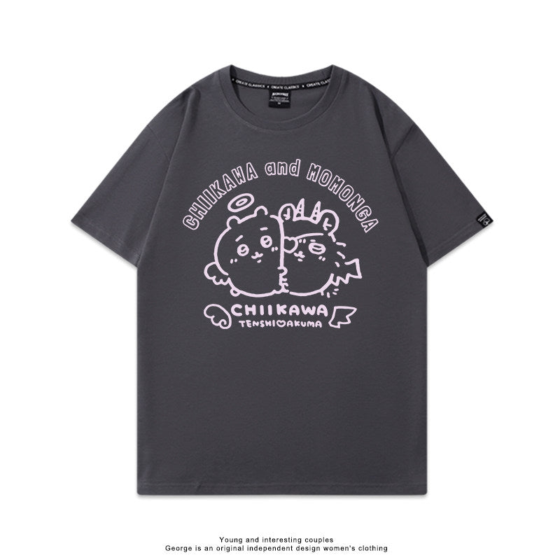Chiikawa, Usagi, Hachiware, Momonga cute full body short-sleeved T-shirt
