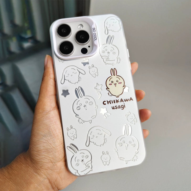 Chiikawa, Usagi, Hachiware, Momonga, Rakko&Kurimanju Silver iphone case Version 2