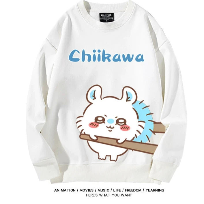 Chiikawa Neck Long-sleeved Men's and Women's Tops