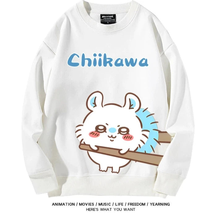 Chiikawa Neck Long-sleeved Men's and Women's Tops