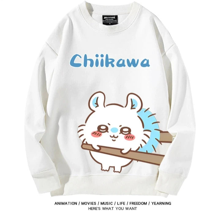 Chiikawa Neck Long-sleeved Men's and Women's Tops