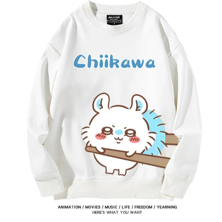 Chiikawa Neck Long-sleeved Men's and Women's Tops