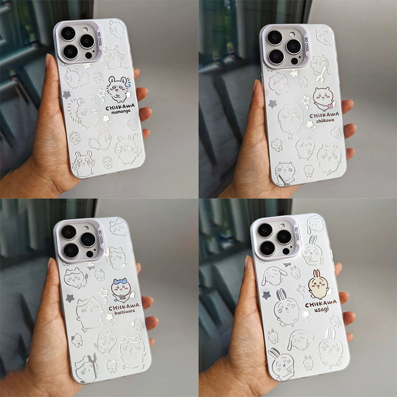 Chiikawa, Usagi, Hachiware, Momonga, Rakko&Kurimanju Silver iphone case Version 2