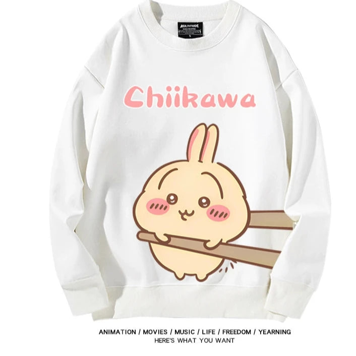 Chiikawa Neck Long-sleeved Men's and Women's Tops