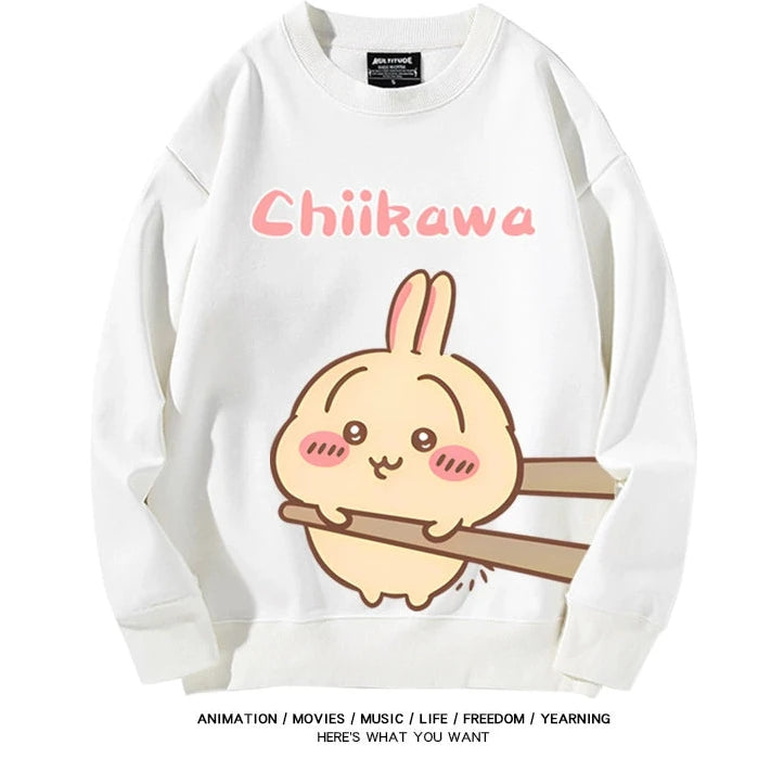 Chiikawa Neck Long-sleeved Men's and Women's Tops