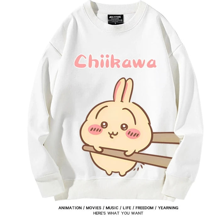 Chiikawa Neck Long-sleeved Men's and Women's Tops