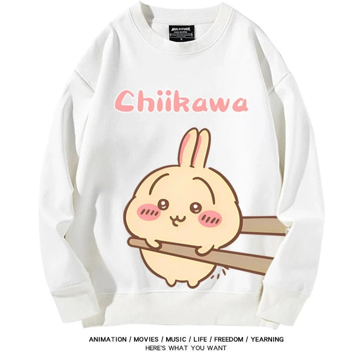 Chiikawa Neck Long-sleeved Men's and Women's Tops