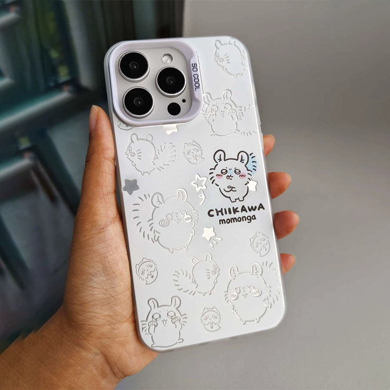 Chiikawa, Usagi, Hachiware, Momonga, Rakko&Kurimanju Silver iphone case Version 2