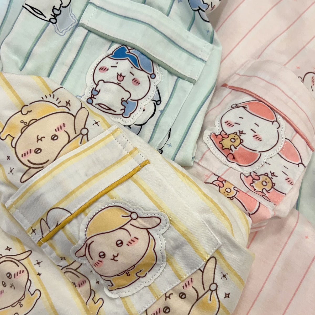 Chiikawa Usagi Hachiware Momonga long-sleeve striped pajamas