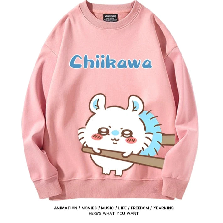 Chiikawa Neck Long-sleeved Men's and Women's Tops