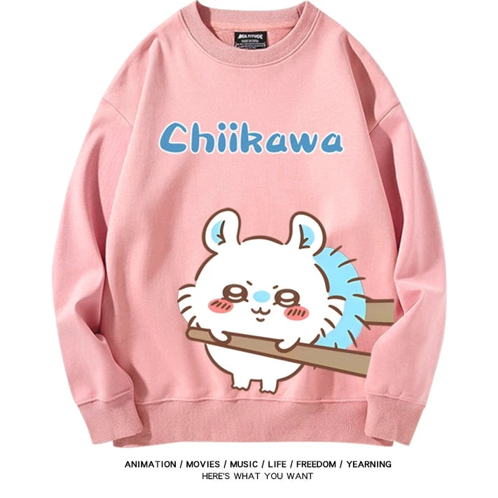 Chiikawa Neck Long-sleeved Men's and Women's Tops