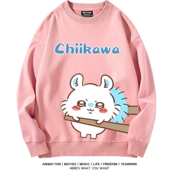 Chiikawa Neck Long-sleeved Men's and Women's Tops