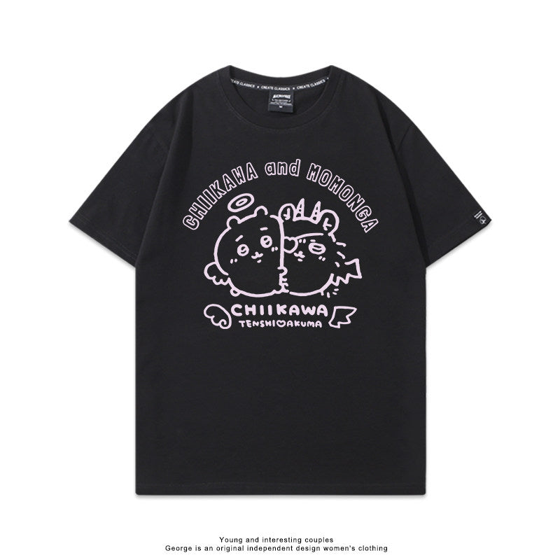 Chiikawa, Usagi, Hachiware, Momonga cute full body short-sleeved T-shirt