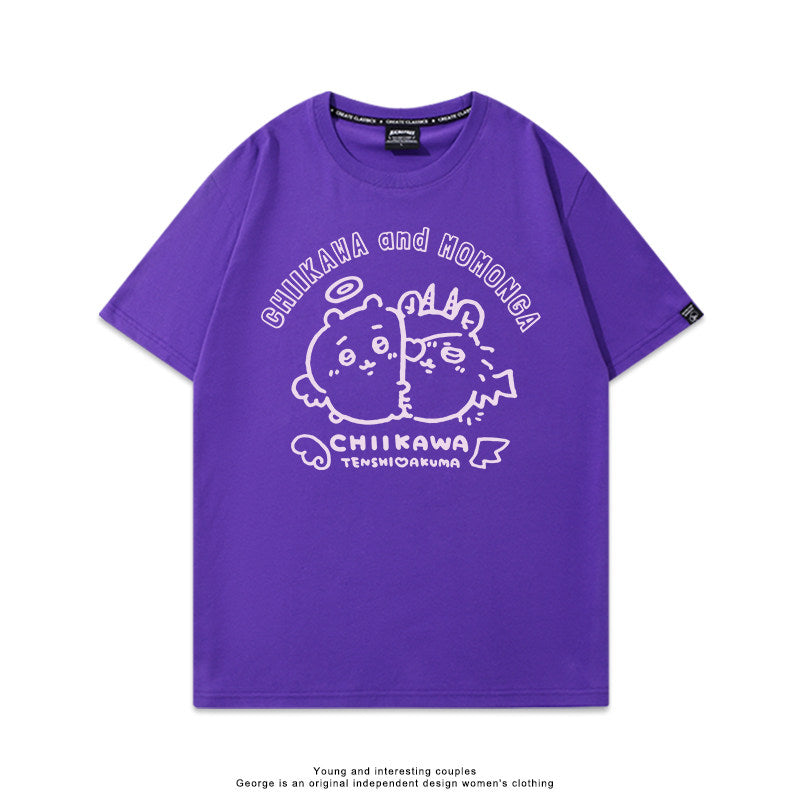 Chiikawa, Usagi, Hachiware, Momonga cute full body short-sleeved T-shirt