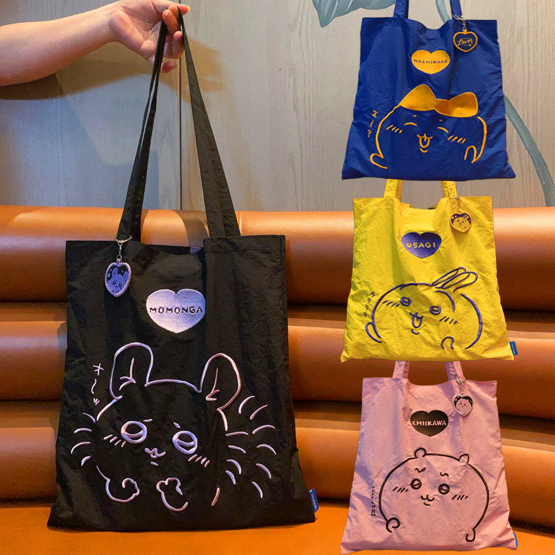 Chiikawa Usagi Hachiware Momonga embroidery cute shoulder tote canvas bag