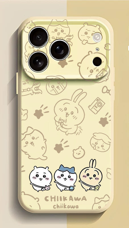 Chiikawa, Usagi, Hachiware Cute Liquid Silicone Iphone 17 Case